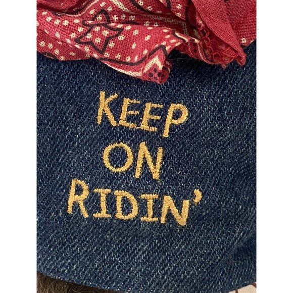 BOYDS BEAR Keep on Riding 8" Biker w Red Bandana‎ Jean Vest Embroidered Vintage - Picture 9 of 16